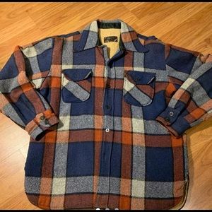 Vintage 70s Men’s Flannel Pile Lined Button Up Jacket Size Large